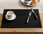 ZeeMart Linen Checked Farmhouse Placemats Set of 6, Black 13x19in by ZEEMARTONLINE