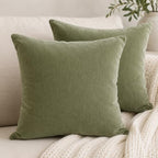 JoraLion Chenille Lumbar Pillow Covers 18x18 inch Olive Sage Green - Image 2