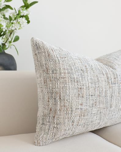 Textured Chenille Lumbar Pillow Covers 12x20 Inch Set of 2 Soft Neutral Woven Accent Boho Farmhouse Rectangle Decorative Cushion Cases for Modern Home Decor Couch Sofa Chair Living Room - Image 3