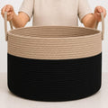 OrganiHaus Round Toy Basket & Blanket Basket, Cotton Rope 20x13" by OrganiHaus