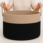 OrganiHaus Round Toy Basket & Blanket Basket, Cotton Rope 20x13" by OrganiHaus