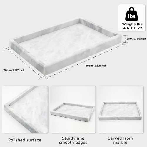 Marble Bathroom Tray,Pure Natural Marble Vanity Tray - Image 3