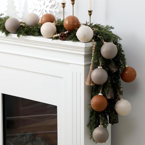 Yunlly 12 Pcs Neutral Christmas Ornament, Brown Ivory Beige, 4'' - Image 5