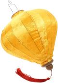 Uonlytech Vietnamese, Japanese Silk Lanterns Hoian Lamp Oriental Tassel Oval Lunar New Year Decorations Yellow by UONLYtech