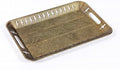 Sturdy 16" Rectangular Decorative Metal Serving Tray - Champagne Gold with Filigree Decor for Coffee Table, Bathroom, Dresser, Centerpieces, Wedding by Unknown