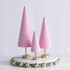 Pink Velvet Trees Pedestal Set of 3, Girl Nursery, Valentine Tree Tabletop, Coquette Room Decor, Cozy Gift for, Pastel Mantel Accent, Teen Room (Pink) - Image 2