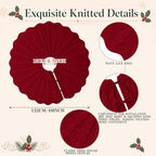 Thenshop 48 Inch Chunky Cable Knit Christmas Tree Skirt, Burgundy - Image 2