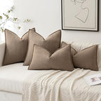 MIULEE Pack of 2 Coco Brown Euro Shams Chenille Pillow Covers 26x26 Inch - Image 4