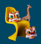 Lion Dance Head Pillow New Year Colorful Embroidered Cushion Chinese Style Lucky Home Decoration Living Room Bedroom Bedding (13.8×15.7, pink) - Image 4