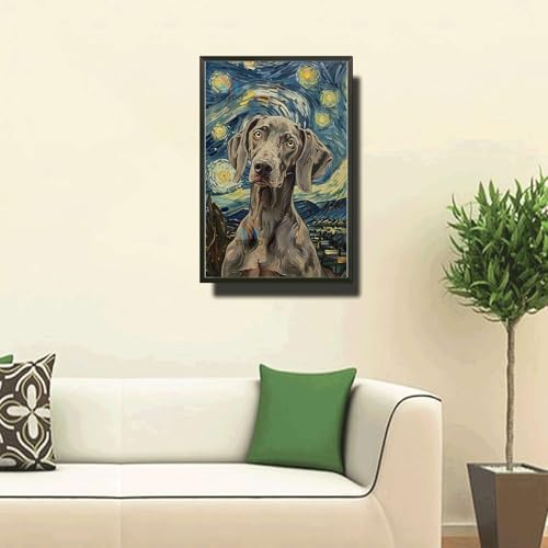 Metal Sign Vintage Tin Sign Weimaraner Starry Night Weimaraner Graceful Weimaraner in A Night Sky for Home Lodge and Seasonal Displays Waterproof Aluminum 12×16 Inches with Metal Frame - Image 2
