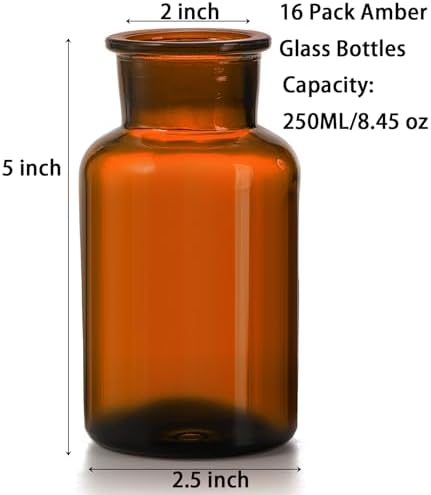 TOPZEA Set of 16 Amber Glass Bud Vases, 8.5 oz Small Brown Bud Vase Bulk Boho Glass Vase Decorative Medicine Bottle Vintage Apothecary Jar for Flower, Wedding Reception, Table Centerpieces, Home Decor - Image 2