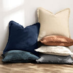 MIULEE Linen Fringe Decorative Euro Throw Pillow Covers Dark Navy 24x24 - Image 4