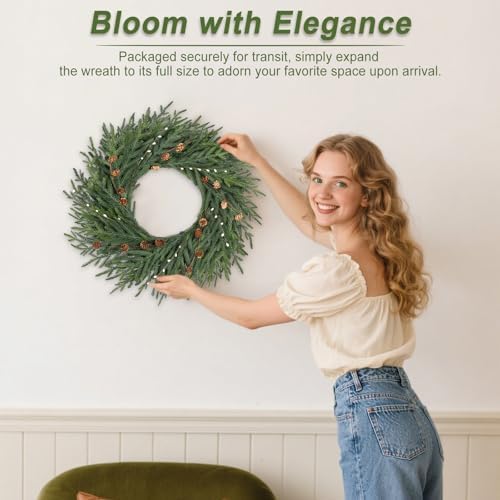 Artgar 26 Inch Pine Wreath - Christmas Wreaths for Front Door - Image 6