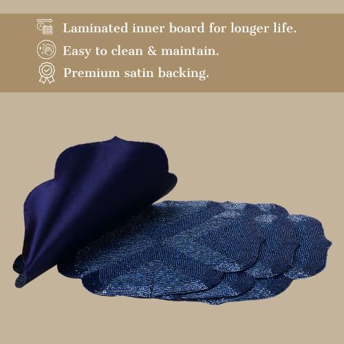 Beaded Placemat 14" Glass Bead Side Table Mats for Dining Table, Decorative Placemat for Kitchen Counter, Ideal for Everyday Use, Blue Morocconpattern, Elegant & Luxurious Gift (Set of 4) - Image 3