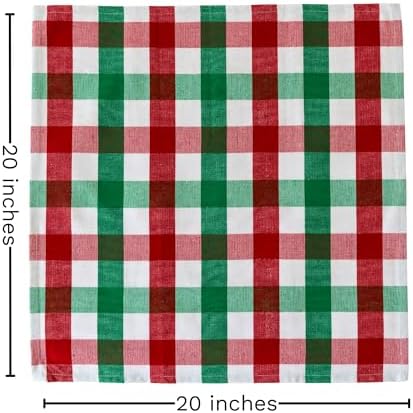 Christmas Cloth Dinner Napkins - 12 Pack, 20"x20", 100% Cotton Red, Green and White Holidays Theme Dinner Napkins - Reusable and Washable Napkins for Christmas Parties and Decoration (12 Pack) - Image 2