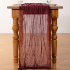 DeZerlor Burgundy Cheesecloth Table Runners 10 Pack Christmas Runners - Image 4