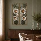 BIOGRN Metal Wall Art Set of 2, 3D Framed Floral Metal Wall Art Decor - Image 5