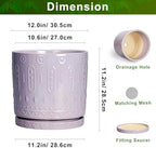 Eightpot Ceramic Plant Pots, 12 Inch Pots for Plants Indoor Outdoor, Round Planter with Drainage Hole and Tray, Modern Decorative Flower Pot, Home Apartment Decor, House Warming Gifts, Purple - Image 2