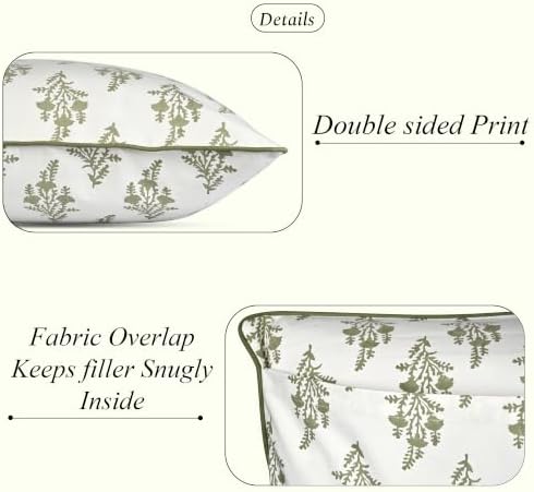 Ridhi Natural Spring Block Print Cotton Pillow Cover 20x20 Inch Set of 2 - Image 2