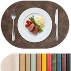 MOSAYT Vinyl Faux Leather Oval Placemats, Set of 8, Coffee by MOSAYT