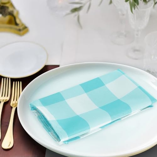 Buffalo Plaid Table Napkins Set of 50 Checkered Cloth Napkins 17x17 inch Washable Dinner Gingham Pattern Napkins Soft Napkins for Wedding Party Dining Banquet(Aqua and White) - Image 5