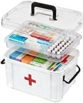 15QT Clear Medicine Organizer Box with Handle, Plastic Medicine Container with Tray First Aid Box Empty, Thickened Medicine Storage Organizer Multipurpose Medication Organizer Storage, White by ANYPROLUS