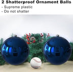 Navy Blue 8.0" Extra Large Christmas Ornaments - Christmas Tree Decoration Balls Shatterproof Hanging Shiny Balls for Birthday Holiday Wedding Decorations Set of 2pcs - Image 3