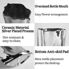 BLOFLO Silver Ceramic Modern Vase Crinkle Fold Paper Bag Handmade Ceramic Vase, Creative Flower Arrangement Ornaments, Decorative Vases for Home Decor, Mantel, Living Room Decoration (Silver) - Image 3