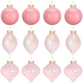 Zomiboo 12 Pcs Vintage Pink Glass Christmas Ball Ornaments Set 3.15" by Zomiboo