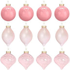 Zomiboo 12 Pcs Vintage Pink Glass Christmas Ball Ornaments Set 3.15" by Zomiboo