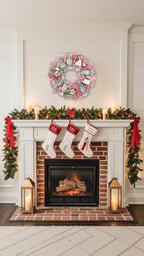 20" Christmas Wreath with Candies Pink & Gold Bow for Home Front Door Decor - Image 5