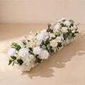36 Inch Artificial Flower Garland with Chiffon Drape, White Rose and Greenery Floral Runner, Luxury Wedding Centerpieces for Tables, Arch, Aisle, Head Table and Ceremony Decor by Unknown