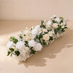 36 Inch Artificial Flower Garland with Chiffon Drape, White Rose and Greenery Floral Runner, Luxury Wedding Centerpieces for Tables, Arch, Aisle, Head Table and Ceremony Decor by Unknown