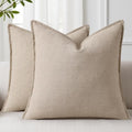 decorUhome Fall Natural Linen Throw Pillow Covers 16x16 Set of 2 by decorUhome
