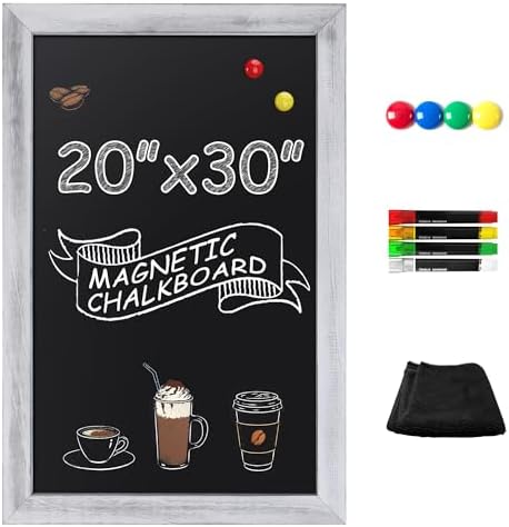 SELEAD Magnetic Chalkboard Words Sign - 20" x 30", White Solid Wood Frame by SELEAD