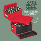 HOLDN’ STORAGE Christmas Ornament Storage Box with Dividers, Holds 72 Ornaments (3 Inch), Large Ball Storage Container with 3 Removable Trays, Durable and Portable - Red - Image 4