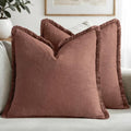 MIULEE Linen Fringe Decorative Fall Throw Pillow Covers Autumn Glaze 20x20 by MIULEE