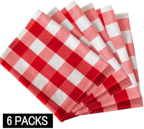 ShinyBeauty 6pcs Red & White Checked Table Runners 108 inches Long Classic Farmhouse Table Runner Buffalo Plaid Runners for Family Dinner Thanksgiving Decorations (13"x108") - Image 4