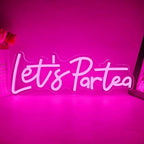 Lets Partea Neon Signs for Wall Decor Light Up Sign Lets Partea Neon Light Sign for Tea Party Decorations Dimmable Tea Led Signs for Bedroom Wall Tea Room Princess Tea Party Decorations Gift by FuugZze