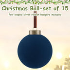 Liliful 15 Pcs Velvet Christmas Ball Ornaments, Navy Blue - Image 3