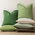 Foindtower Decorative Linen Fringe Throw Pillow Covers 24×24 Lime Green - Image 6