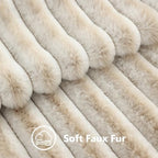 decorUhome Fall Faux Fur Throw Pillow Covers 24x24 Set of 2 Beige White - Image 3