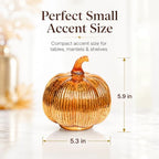 Gold Mercury Glass Pumpkin Light with 2 Lighting Modes and 6-Hour Timer, 5.5 x 6 Inch Battery Operated Fall Decor for Thanksgiving and Christmas Table Centerpiece - Image 5