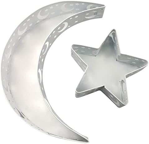 Moon Star Dinner Plate Tray Fruit Plate Ramadan Decoration, Eid Mubarak Moon Star Serving Tray Tableware Dessert Food Storage Container for Islam Muslim Party Festival Table Decor by Unknown