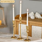Gold Taper Candle Holders Set of 3, Heavy Candlestick Holders Decorative Candle Stand for Table Centerpiece, Cast Iron Candle Stick Holder Decor - Image 5