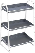 Creative Co-Op Heavily Distressed 3-Tier Metal Tray with White Frame & Rim, Grey by Unknown