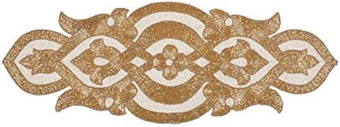 Lightnpro Infinity Beaded Table Runner 13x36 Inch Gold Ivory - Decorative Handmade Elegant Glimmer Embroidered Table Décor for Christmas, Thanksgiving, Family Gatherings, Wedding & Dinner Parties - Image 4