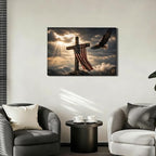 Ship Next Day - USA Flag and Cross Canvas Wall Decor, Framed Patriotic Eagle Painting, Christian Inspirational Artwork for Home, Office, Rustic Americana Wall Hanging, Made in USA - Image 7