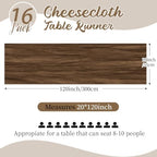 16 Pack Brown Cheesecloth Table Runners 20x120 Inch Gauze Table Runner Cheese Cloth 10FT Brown Table Runner Rustic Sheer Runner for Wedding Birthday Party Baby Shower Table Decor - Image 3