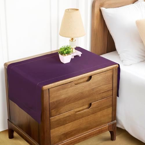 Solino Home Cotton Linen Table Runner Purple Hemstitch, 14 x 48 in - Image 4
